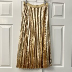 NWT Maeve Shimmering Gold Midi Skirt